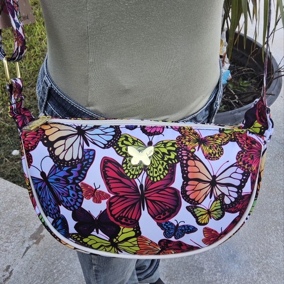 NWT MULTI COLORED BUTTERFLY LUV BETSEY SLING CROSSBODY - Picture 1 of 5